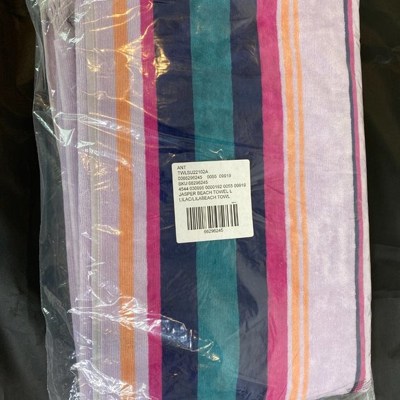Anthropologie Other - Anthropologie Retro Vibe Striped Velour Beach Spa Towel NWT